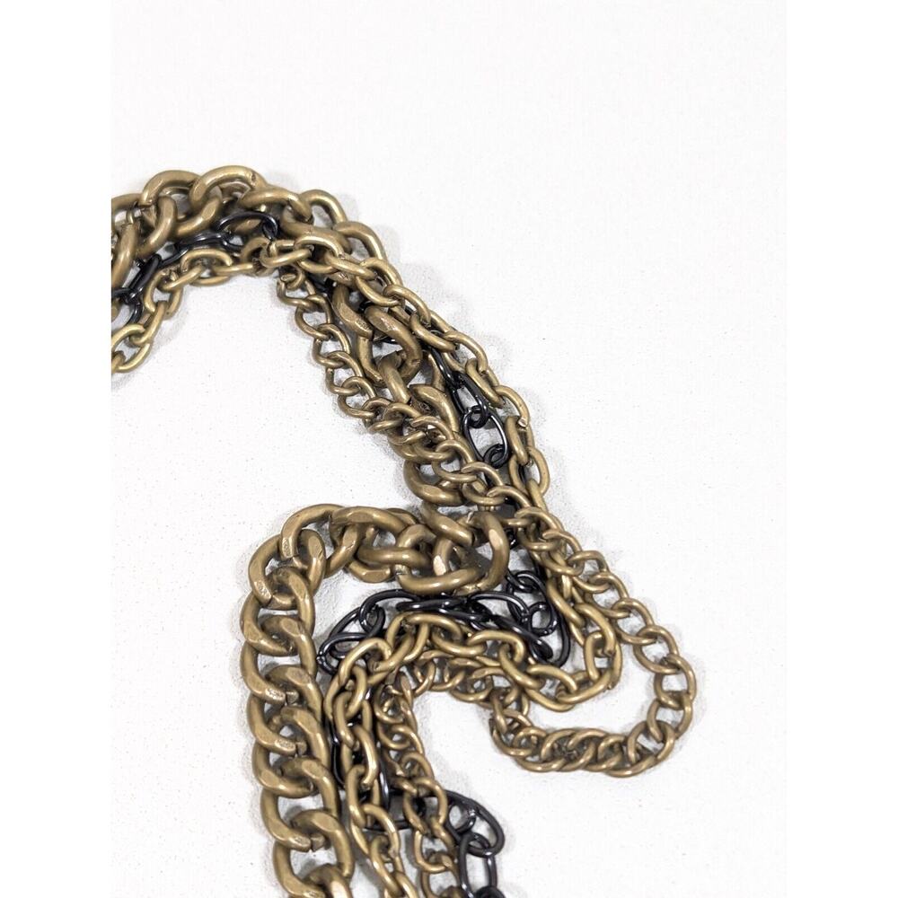 Simply Vera Wang Bronze Tone Brown Black Chunky Charm Layered Chain Necklace 24" - Picture 12 of 14